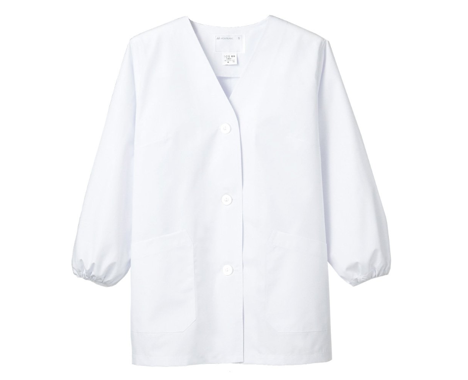 Montblanc 調理衣 和食 白衣 長袖 衿なし 女性用 抗菌防臭加工 [O157対応] ホワイト