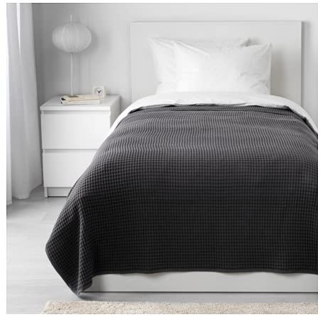 IKEA VARELD ベッドカバー ダークグレー シングル～セミダブルサイズ用 150x250 cm